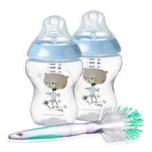 Kit 2 Mamadeiras Closer Nature 260ml e Escova de Mamadeira Verde Tommee Tippee