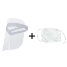 Kit 2 Máscaras Protetor Facial Face Shield e 10 Máscaras de Rosto Lavável Tecido