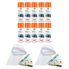 Kit 2 Máscaras Protetor Facial Family Visor Face Shield 10 Álcool Spray 70°300ml