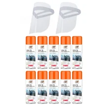 Kit 2 Máscaras Protetor Facial Visor Face Shield e 10 Álcool Spray 70°300ml Orbi