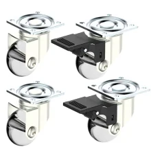 Kit 2 Rodízios 35mm com Freio e 2 Rodízios 35mm sem Freio Soprano