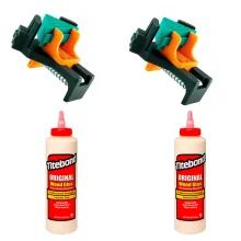 Kit 2 Sargentos Clip Angular 305100 Wolfcraft e 2 Colas Original Wood Glue 473ml