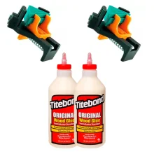 Kit 2 Sargentos Clip Angular 305100 Wolfcraft e 2 Colas Original Wood Glue 946ml