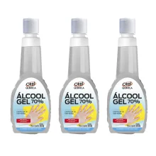 Kit 3 Álcool Gel 70° Antisséptico e Higienizador de Mãos 500G Orbi