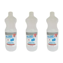 Kit 3 Álcool Líquido 70º 1 Litro