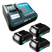 Kit 3 Baterias Íons Lítio 12V 1.5Ah BL1016 Makita e Carregador de Bateria DC10SB