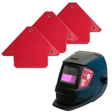 Kit 3 Esquadros Magnéticos 12 Kg NKF e Máscara para Solda Automática SR1