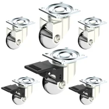 Kit 3 Rodízios 35mm com Freio e 3 Rodízios 35mm sem Freio Soprano