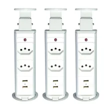 Kit 3 Torres de Tomada Multiplug 2 Tomadas e 2 USB Bivolt