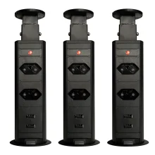 Kit 3 Torres de Tomada Multiplug 2 Tomadas e 2 USB Bivolt