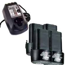 Kit 4 Baterias Íons Lítio 12V 1.3Ah BL1014 Makita e Carregador de Bateria DC10WB
