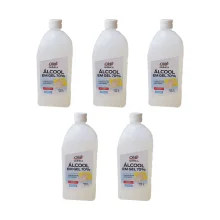 Kit 5 Álcool Gel 70° Antisséptico e Higienizador de Mãos 1 Litro Orbi