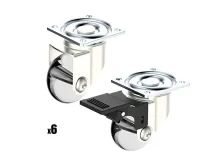 Kit 6 Rodízios 35mm com Freio e 6 Rodízios 35mm sem Freio Soprano