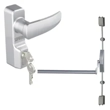 Kit Barra Antipânico 2Pontos TravamentoPush Prata e Fechadura Antipânico Soprano