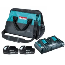 Kit Carregador de Bateria Duplo DC18RD e 2 Baterias 18V e Bolsa de Lona Makita