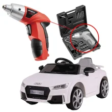 Kit Carro Elétrico Audi TT RS Bel Brink e Parafusadeira Recarregável com Maleta
