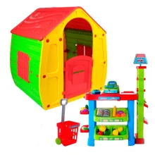 Kit Casinha de Brinquedo 561234 e Mercadinho Turma da Mônica 491300 Belfix
