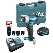 Kit Chave de Impacto 1/2 Pol TW141DZ Makita e Bateria 4.0Ah e Carregador e 4 Soquetes