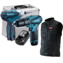 Kit Combo Parafusadeira e Furadeira à Bateria DK1493 Makita e Colete Térmico