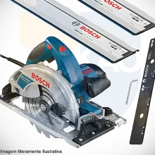 Kit Combo Serra Circular GKS 65 GCE Bosch e Trilhos e Conector de Trilhos 220 Volts