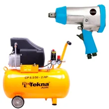 Kit Compressor de Ar 50L CP8550 Tekna e Chave de Encaixe G1179 Gamma