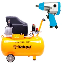 Kit Compressor de Ar 50L CP8550 Tekna e Chave de Impacto G1178 Gamma