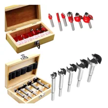 Kit de 6 Fresas para Madeira H 1/4 Pol Forstner e Kit Acessórios de 5 Brocas