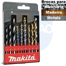 Kit de Brocas Madeira e Concreto e Aço 9 Peç D-08660 Makita