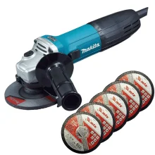 Kit Esmerilhadeira Angular 115mm 720W GA4530 Makita e 5 Discos Corte 115x1x22mm