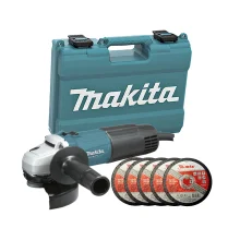 Kit Esmerilhadeira Angular 115mm M0901B Makita e 5 Discos de Corte e Maleta