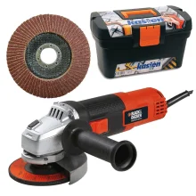 Kit Esmerilhadeira G720 BlackDecker e Discos Flap e Caixa de Ferramentas 16 Pol