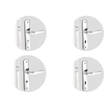 Kit Fechadura Popline Reta Cromado ESP26 1 Banheiro e Externa 2 Internas Soprano