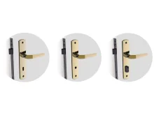 Kit Fechadura Popline Reta Oxidado ESP26 e Banheiro e Externa e Interna Soprano