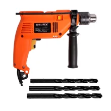 Kit Furadeira de Impacto 13mm 500 Watts Belfix e 3 Brocas de Metal