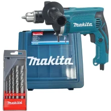 Kit Furadeira de Impacto 13mm 710 Watts HP1630K Makita e 5 Brocas para Concreto 110 Volts