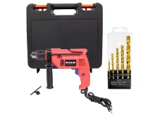 Kit Furadeira de Impacto 500W 13mm BTX e Jogo Brocas para Metal e Maleta