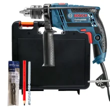 Kit Furadeira de Impacto 650W GSB 13 RE Bosch e Brocas e Lápis e Maleta