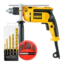 Kit Furadeira de Impacto DWD502 DeWalt e Brocas e Jogo de 7 Bits e Adaptador 110 Volts