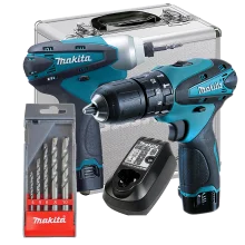 Kit Furadeira e Parafusadeira à Bateria DK1493 Makita e 5 Brocas de Concreto Bivolt