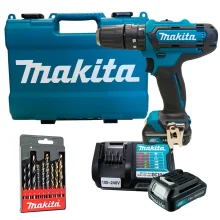Kit Furadeira e Parafusadeira de Impacto HP331DWYE Makita e Jogo de 9 Brocas