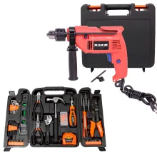 Kit Furadeira Impacto 500W 13mm BTX e Jogo Ferramentas 129 Peç e Maleta