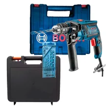 Kit Furadeira Impacto 650W GSB 13 RE Bosch e Brocas e Maleta para Ferramentas