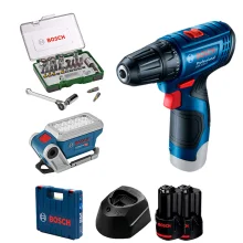 Kit Furadeira Parafusadeira à Bateria GSR 120LI e Lanterna e Jg Bits 27Pçs Bosch