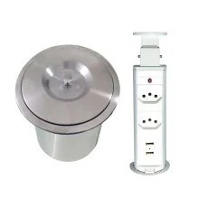 Kit Lixeira de Embutir em Pia 3 Litros EMB-03 e Torre de 2 Tomadas e 2 USB Bivolt