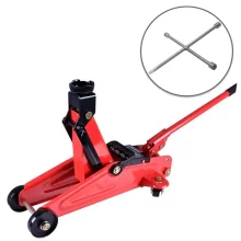 Kit Macaco Hidráulico Jacaré 2T 5100855 Sparta e Chave de Roda Tipo Cruz