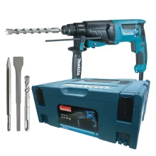 Kit Martelete Combinado e Maleta HR2630J Makita e Talhadeira e Broca e Ponteira