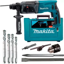 Kit Martelete HR2470 Makita e Ponteira e Talhadeira e Brocas e Mandril Adaptador