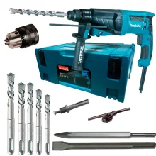 Kit Martelete HR2630J Makita e Ponteira e Talhadeira e Brocas e Acessórios