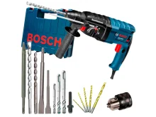 Kit Martelete Rotativo 820W Bosch e Mandril e Brocas e Talhadeiras e Ponteira