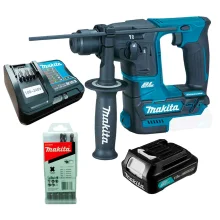 Kit Martelete Rotativo à Bateria HR166DZ Makita e Bateria e Carregador e Brocas